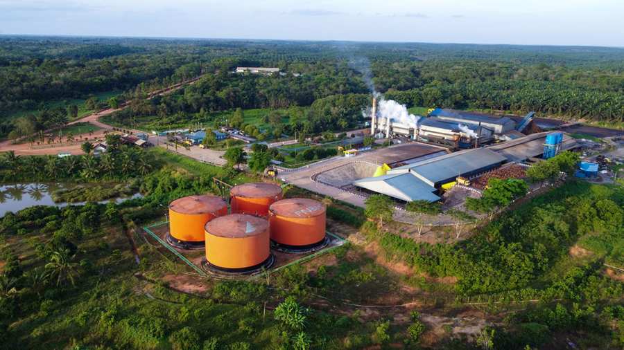 Palm oil mill aerial view